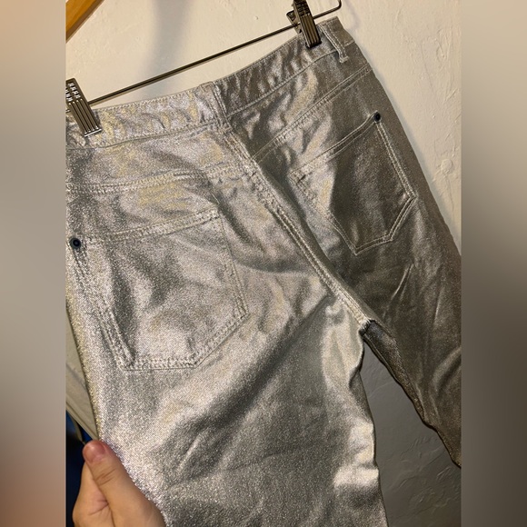 Silver Metallic Coated Jeans/Pants – Size S - Picture 7 of 9